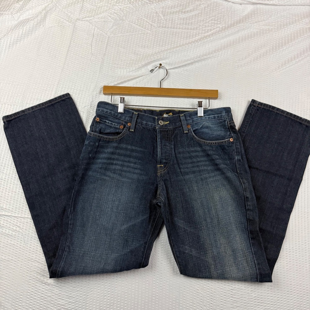 Lucky Brand Mens Jeans 32Blue Denim Button Fly Dungaree Vintage Style Reg